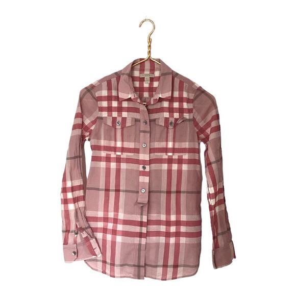 Burberry Brit Pink Checker Button Down Long Sleeve Shirt XS - Picture 1 of 6